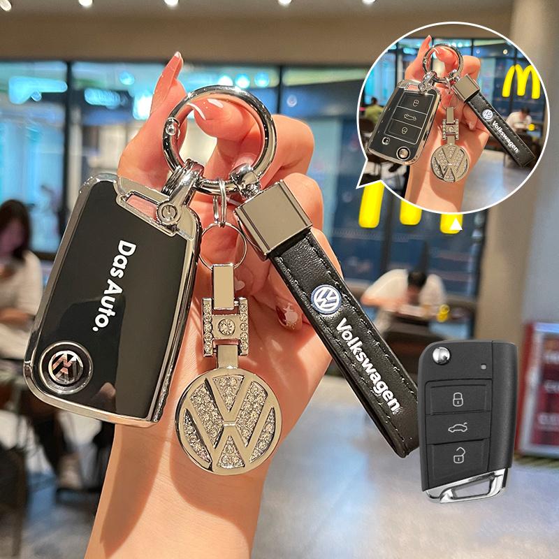 TPU Key Fob Cover with Keychain Lanyard For VW Volkswagen Accessories Atlas Golf GTI Jetta Tiguan Car Key Case Full Protection Ze4