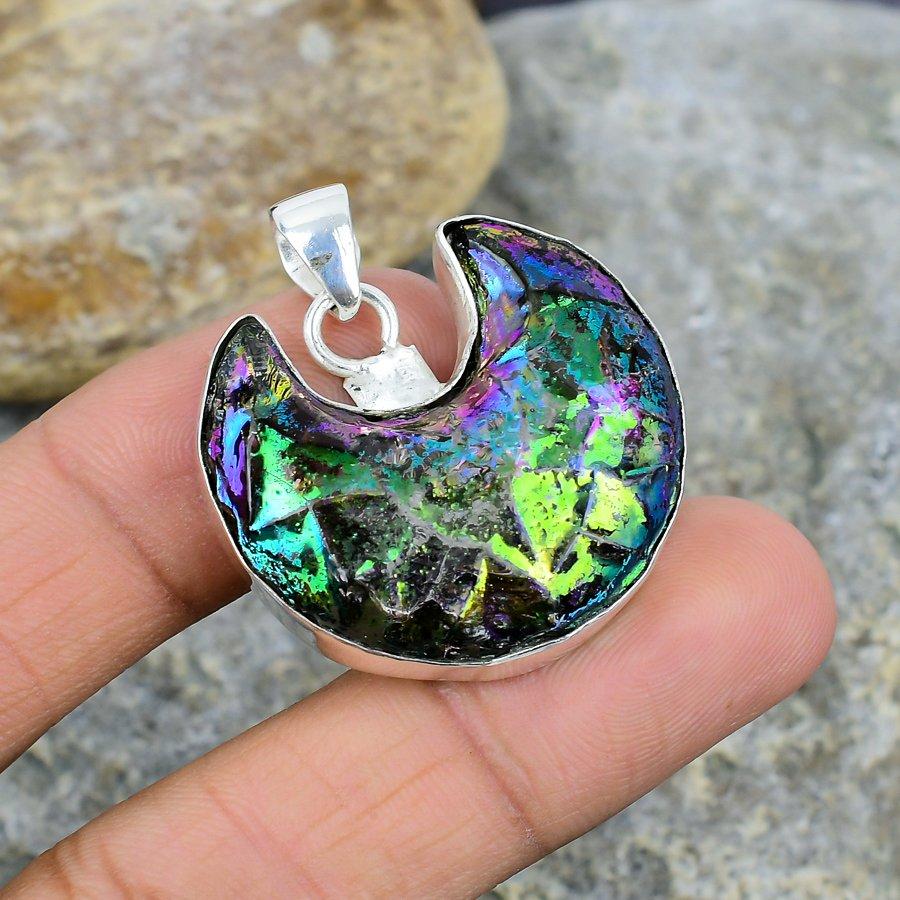 

Павлин Титан Аура Драгоценный камень Стерлингового Серебра 925 Подвеска Ювелирный Подарок Для Женщин