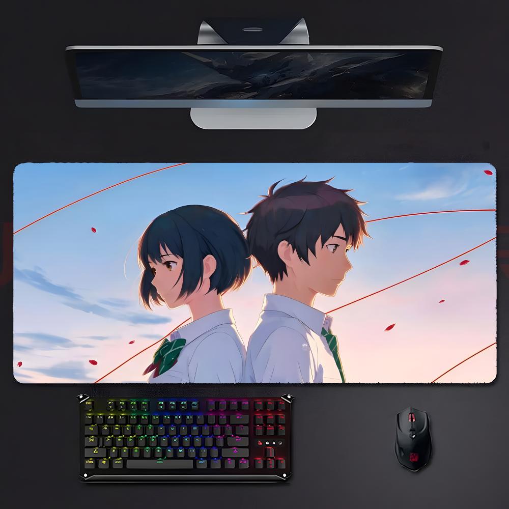 Sweet Romantic Anime Yyour Name Mouse Pad Large Gaming Mousepad With Stitched Edges Thickened Desk Mat Pc