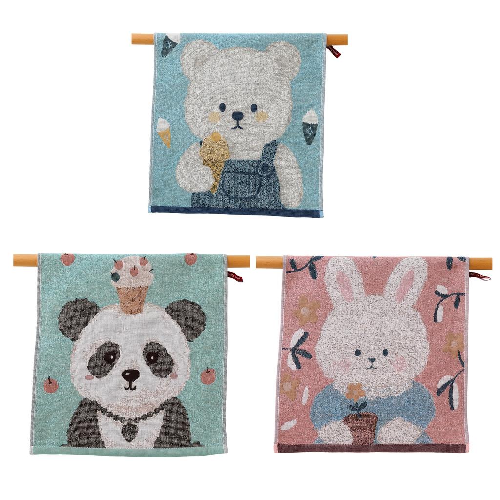 3/4pcs Cute Animal Cotton Hand Towels Soft Absorbent Bathroom Kitchen Towels with Rabbit,Bear,Floral Designs,Decorative Guest Table Towels Home Decor
