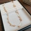 French Geometric Round Pearl Beaded Necklace Fashion Simple Court Style Necklace Light Luxury Premium Sweater Chain Women