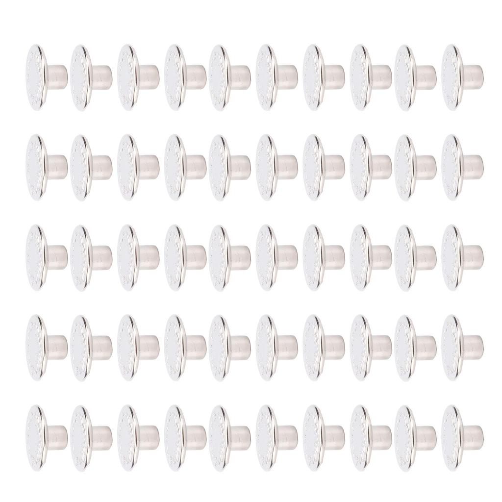 50 Sets 17mm Pants Button Silver Leaf Star Pattern Stainless Steel Pants Rivets and 2x6.5mm Pointed