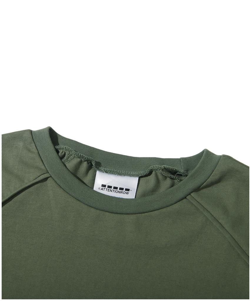 ATTENTIONROW 22Ss07At030 Shoulder Piping Regular Oversized Short Sleeve (Khaki Military)