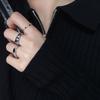 Black Zircon Ring Female Retro Fashion Personality Dark Wind Irregular Stacking Wearing Open Index Finger Ring