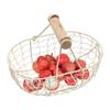 Wooden Handle Metal Retro Basket Portable Multi-Function Vegetable Fruit Egg Groceries Practical Storage Basket For Farmhouse