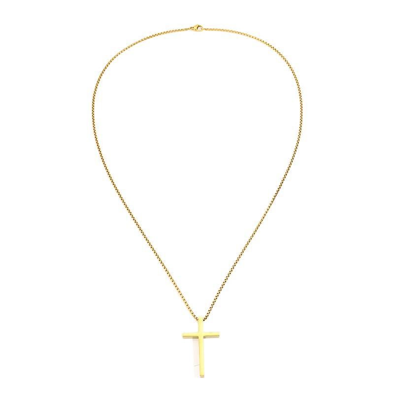 Stainless Steel Cross Necklace Men's Hip Hop Simple Trend Non-Fading Necklace Titanium Steel Sizable Necklace