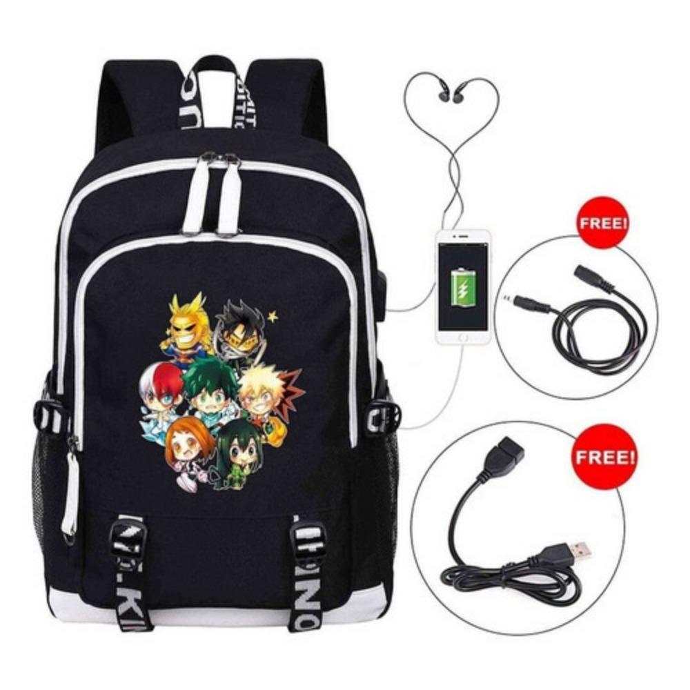 Riman My Hero Academy, surrounding backpack, large-capacity computer bag with USB port, student schoolbag