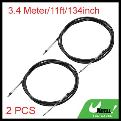2pcs 134 146 169 228 Inch Marine Throttle Shift Remote Control Box Cable for Outboard Engine Boat Motor Steering System Black