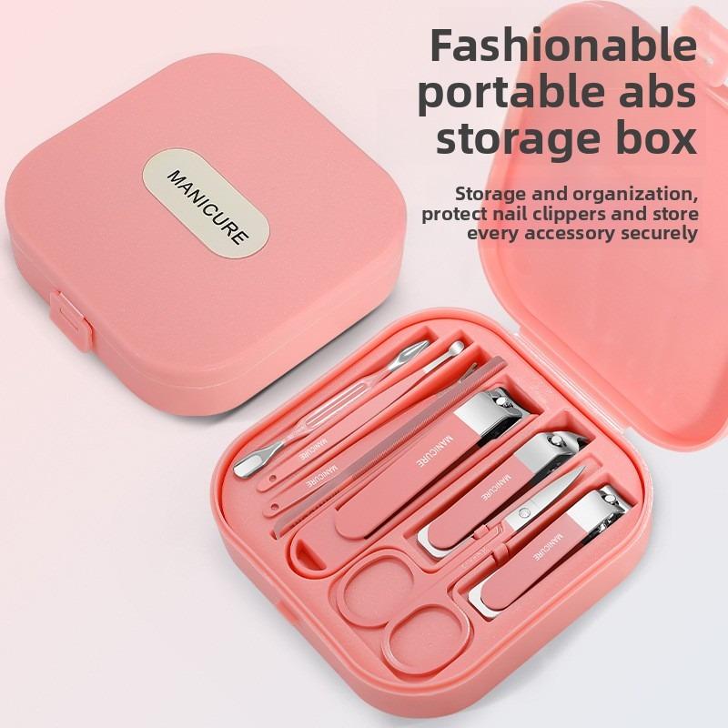 Complete 8 Pcs Set Manicure Kit Nail Clippers with Clippers Cuticle Pusher & Trimmer Portable Gift for Women and Men