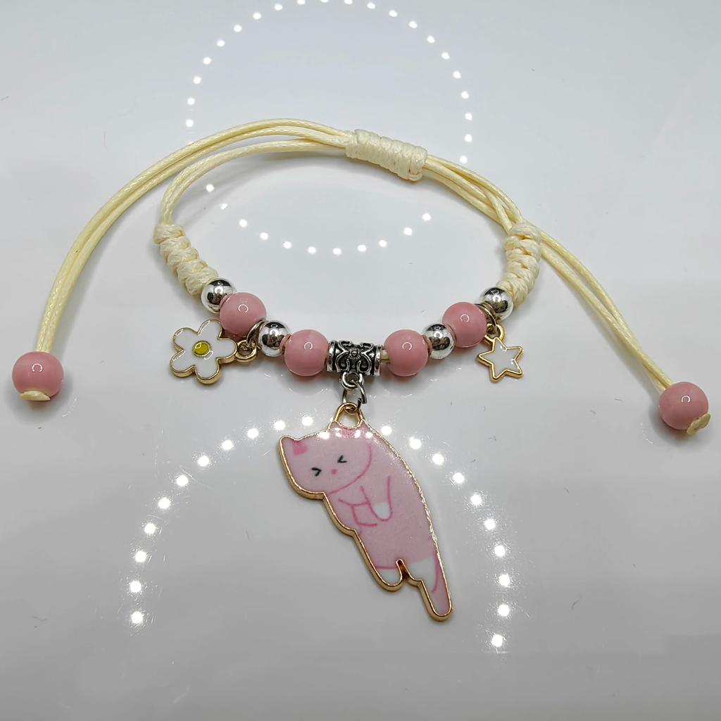 Einstellbare Bunte Seil Glückliche Katze Anhänger Armband Für Frauen Mädchen Kind Geburtstag Geschenke Charme Quaste Mode Paar Armreifen
