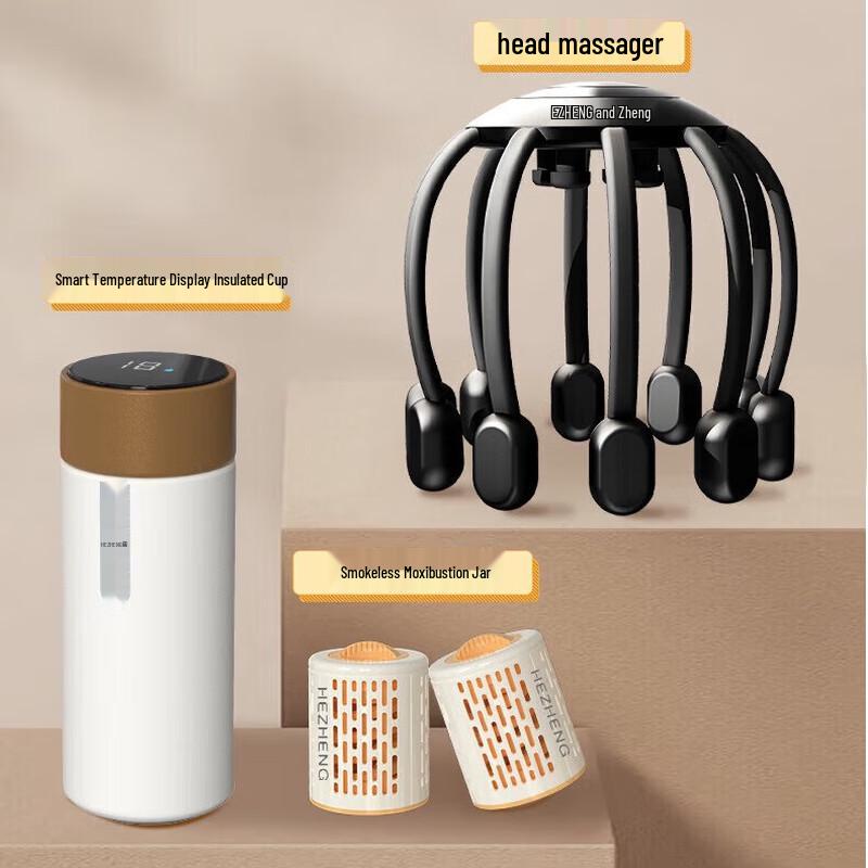 HEZHENG Smart Thermos & Head Massager Gift Set