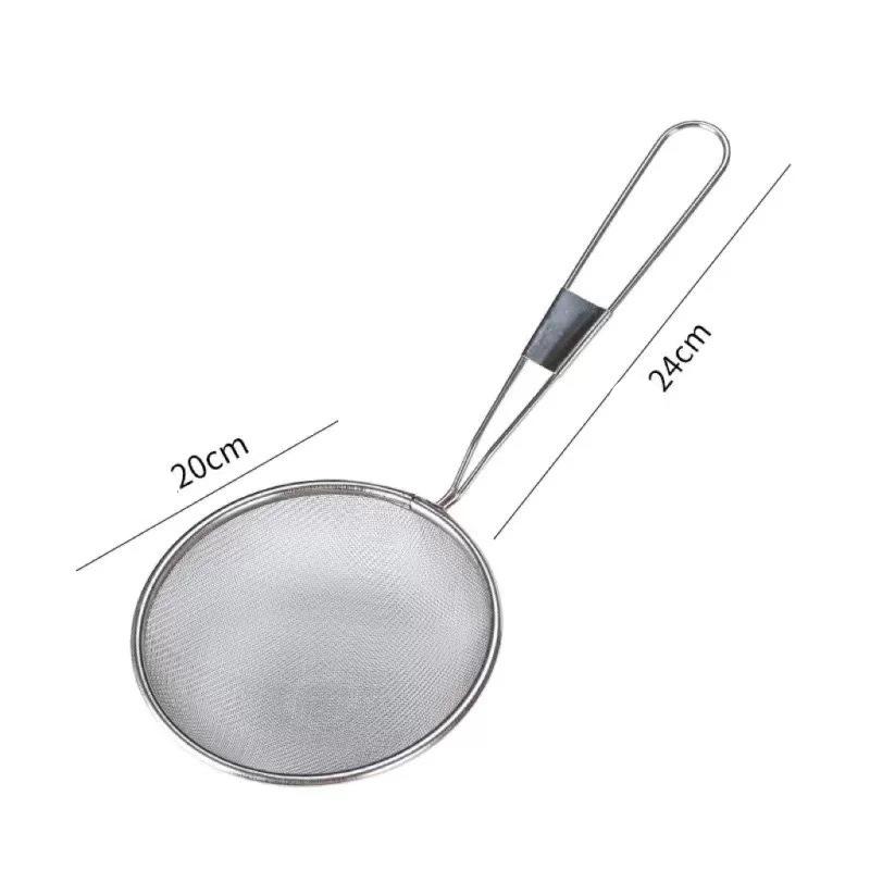 Stainless Steel Handhold Frying Skimmer Wooden Handle Oil Drainer Anti-slip Soup Foam Filter Multifunctional Kitchen Accessories