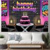 2D Happy Birthday Backdrop Banner, Graffiti Style Pink and Black Party Decor