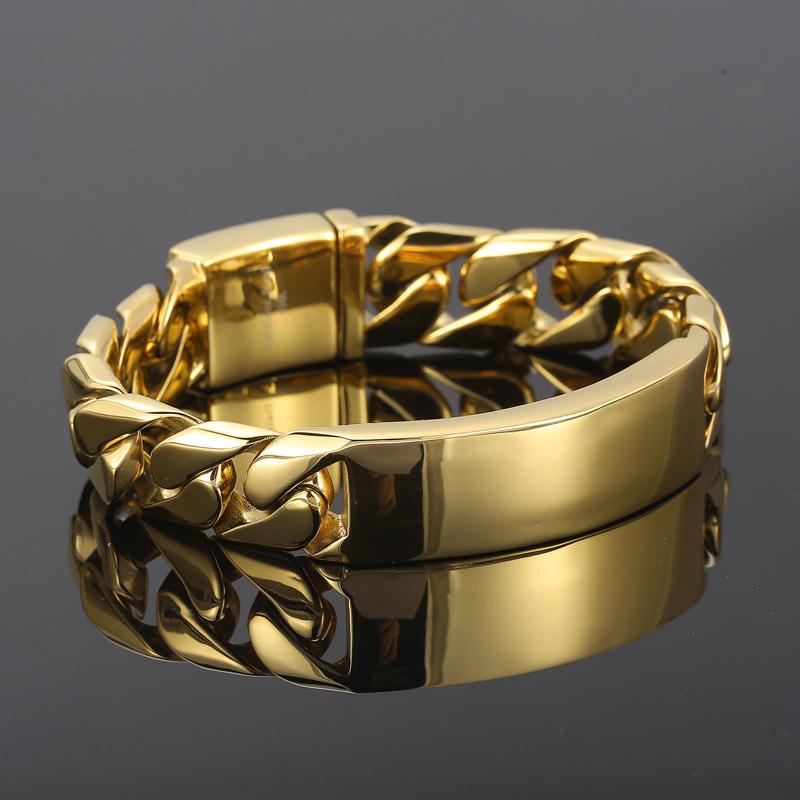 18mm Width ID Hip Bracelet Men Stainless Steel 316L Fashion Jewelry