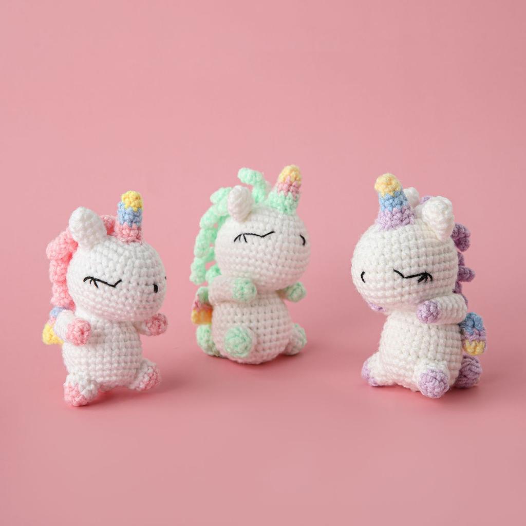 Funny Crochet Positive Energy Unicorn Dolls Home Room Decoration Handmade Knitted Unicorn Desktop Ornament Christmas Gifts