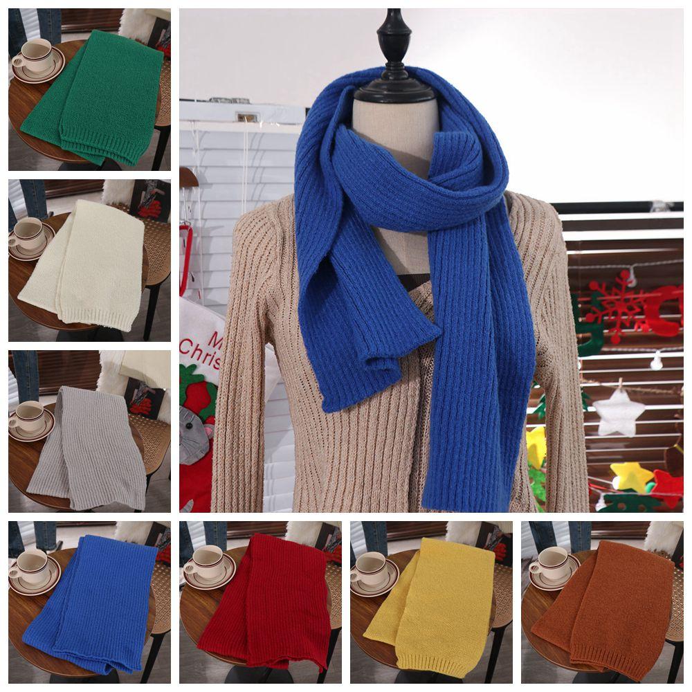 Long Solid Color Scarf Imitation Cashmere Wool Shawl Cute Knitted Scarves  Girl