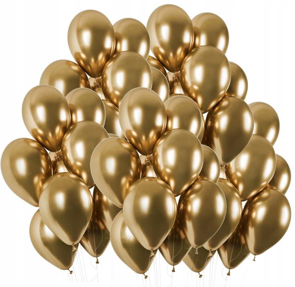 Balony Metaliczne Chrom 14 Cali, 50 Szt., Złoty