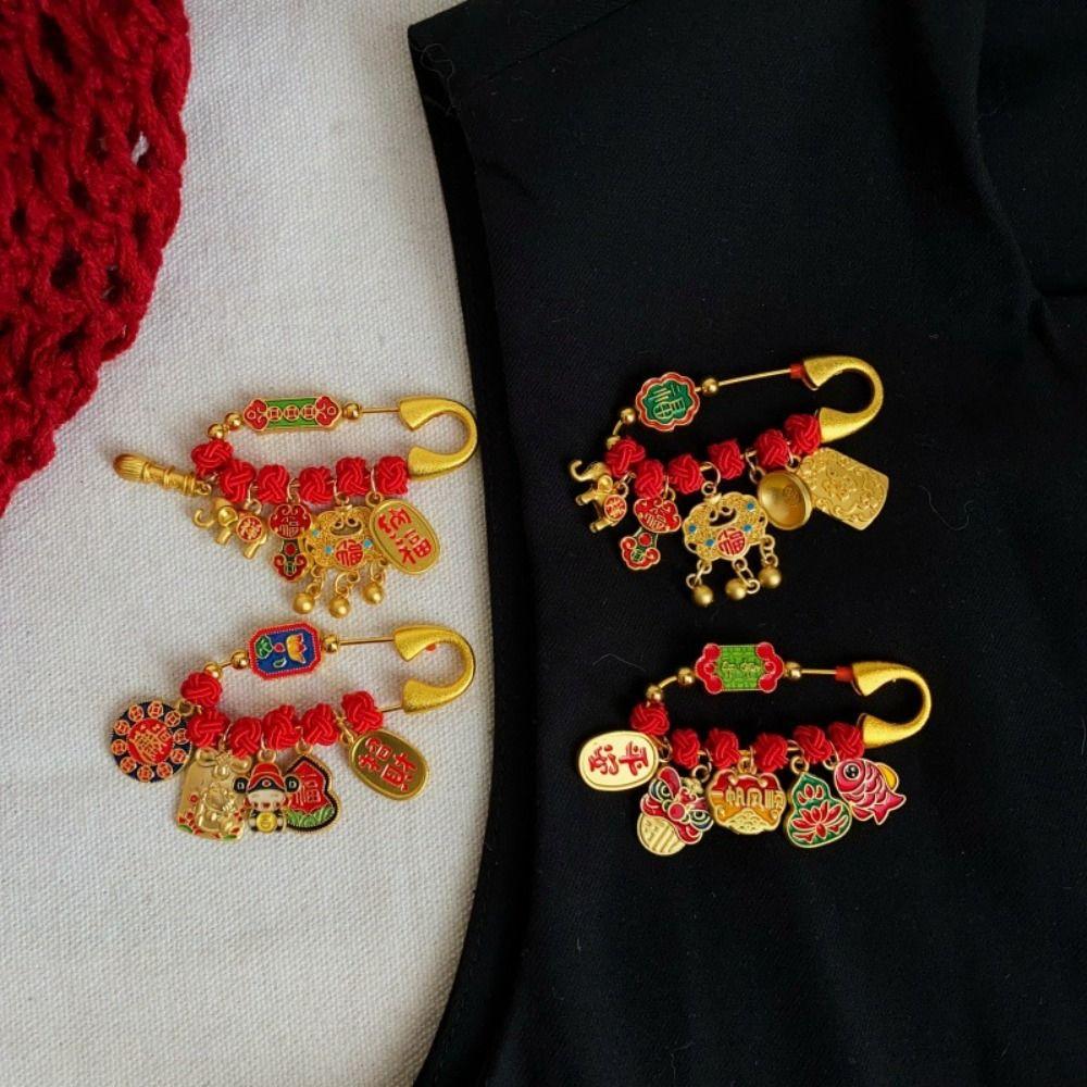 Horse Year Lucky Pins Gold Sand-plated Ornaments Fashion Guardian Brooch  Newborn Baby