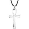 Ankh Cross Pendant Necklace Ancient Egyptian Symbol Gothic Jewelry With 45cm Leather Chain