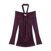 Neck Purple Long-sleeved Dress Women's Autumn and Winter Pure Desire Sexy Hip-wrapped Mom Skirt One-word Shoulder Celebrity Inner Skirt