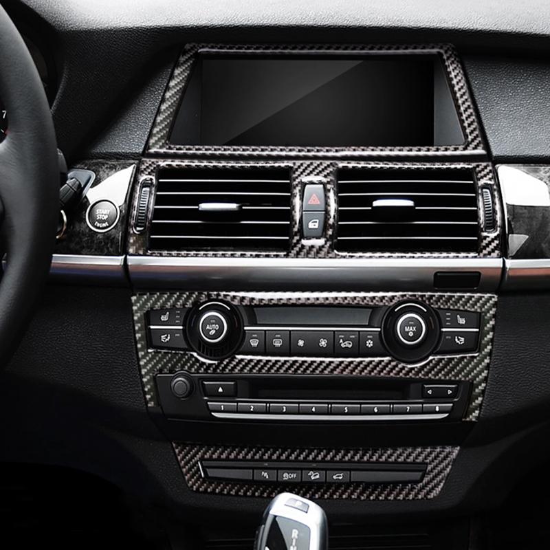 AAACH1 For BMW X5 X6 E70 E71 Accessories Car Interior Air Conditioning CD Console Panel Cover Decoration Trim Carbon Fiber Car Styling