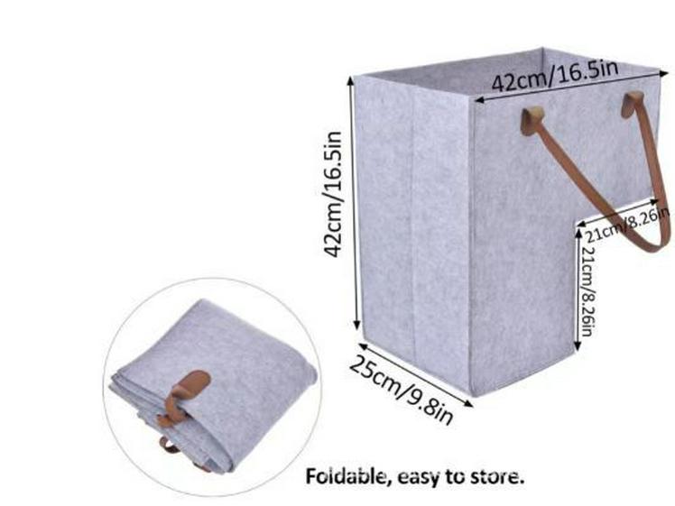 Felt Staircase Storage Basket with Leather Handles for Toys and Home Organization
