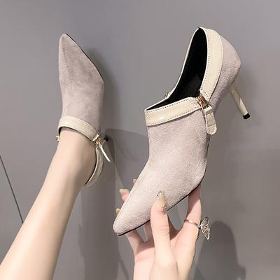 Dámské kozačky Zimní nové módní boty pro ženy Špičaté podpatky Kotníkové boty Dámské černé na zip Sexy boty Zapatos