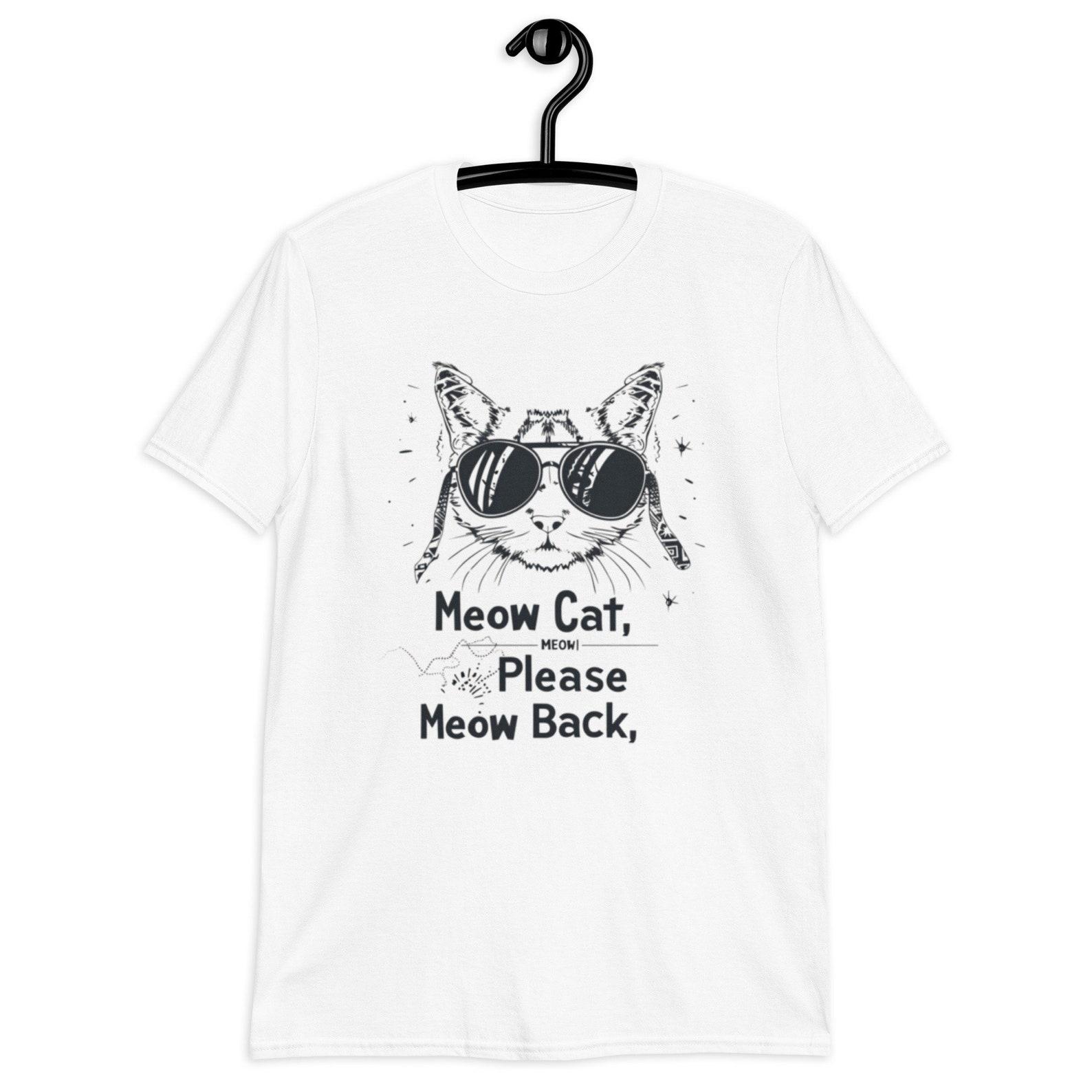 Meow Cat T-Shirt, Funny Cat Lover Graphic Tee S