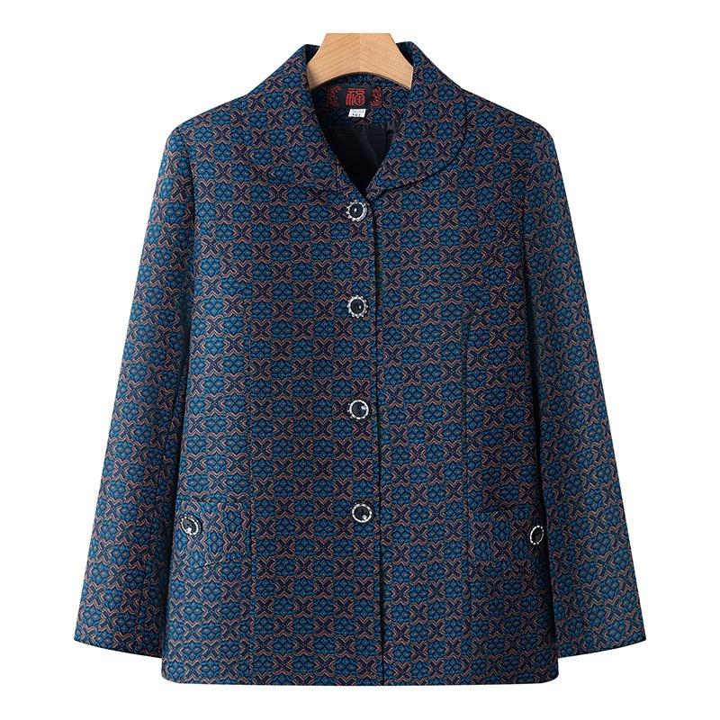 Autumn Women's Top with Lining, Year 0 Thin Coat, Old Lady Lapel Gown