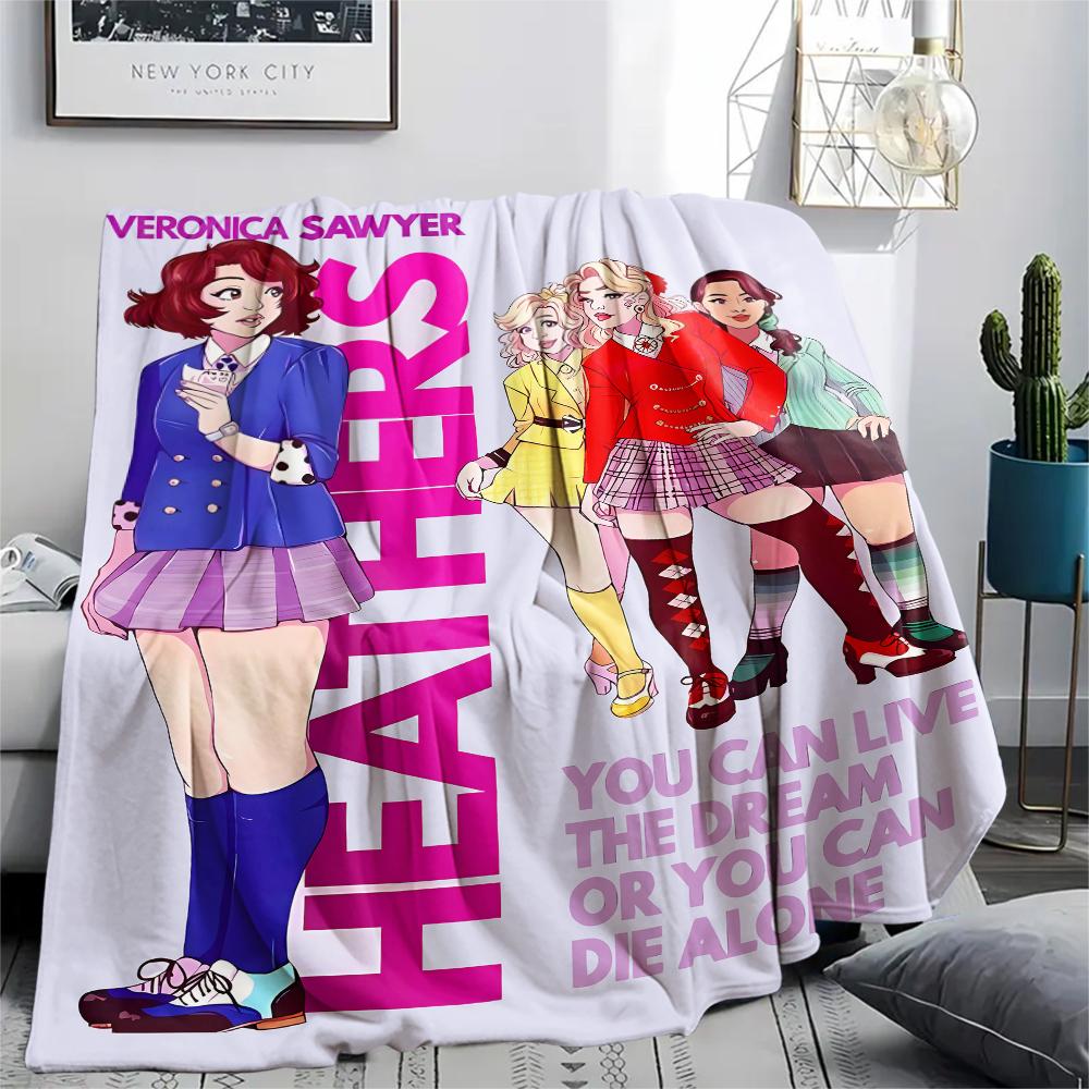 1PC Heathers Print Flannel Blanket, High quality All Seasons, Home Decor, Warmth and Comfort, Perfect for Christmas Gifts