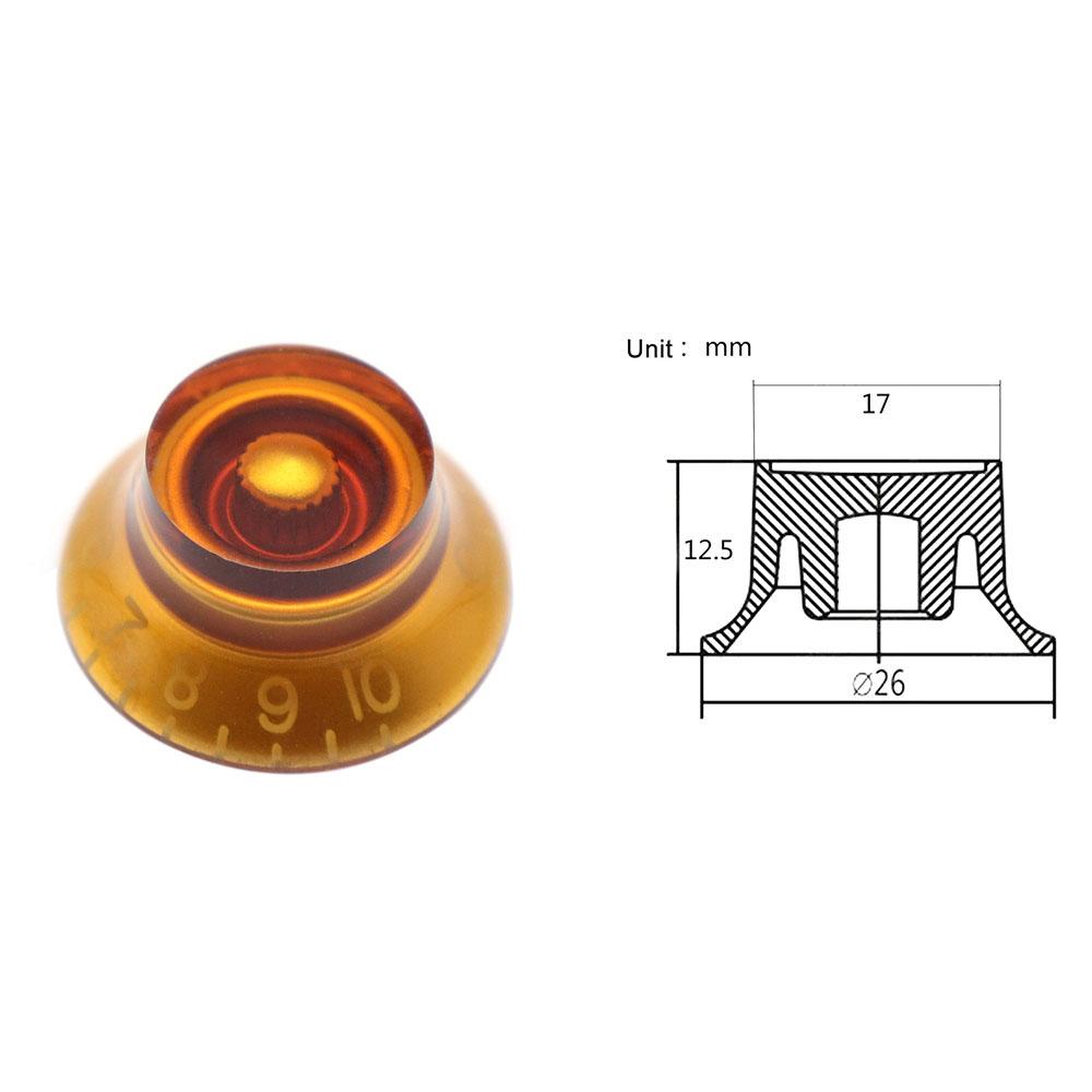 4 Pcs Guitar Bass Top Hat Bell Speed Knobs for LP SG Amber Guitar Knobs Brown