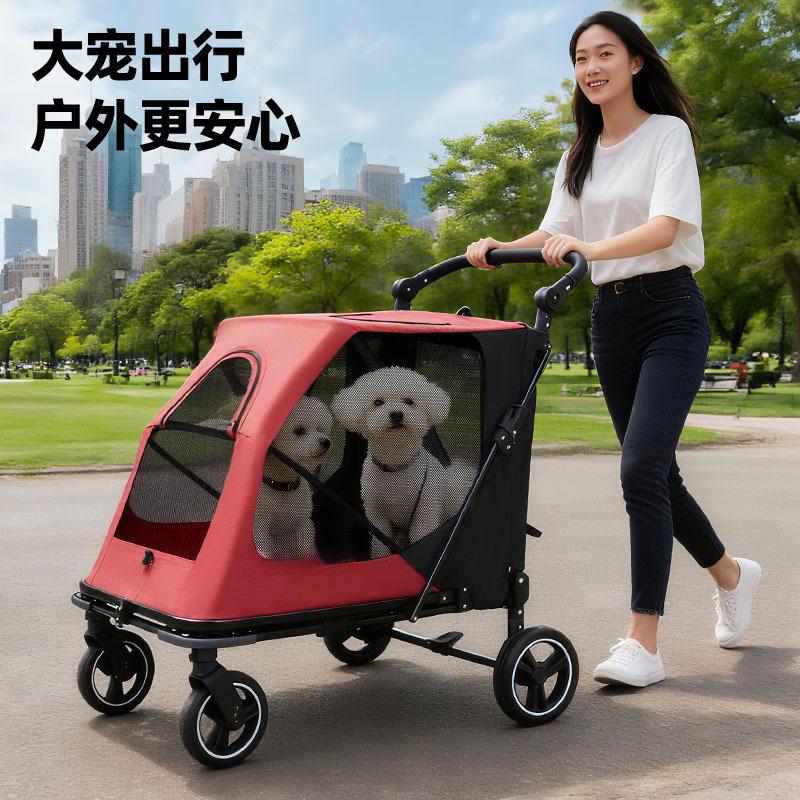 Pet Stroller for Medium and Large Dogs and Cats Foldable Portable Travel Cart with One-Touch Folding for Senior Dogs