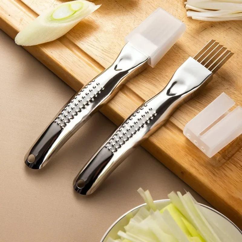 304 Stainless Steel Chopped Green Onion Knife Scallion Slicer Vegetable Shredders Slicer Curved Handle Design Kitchen Gadgets