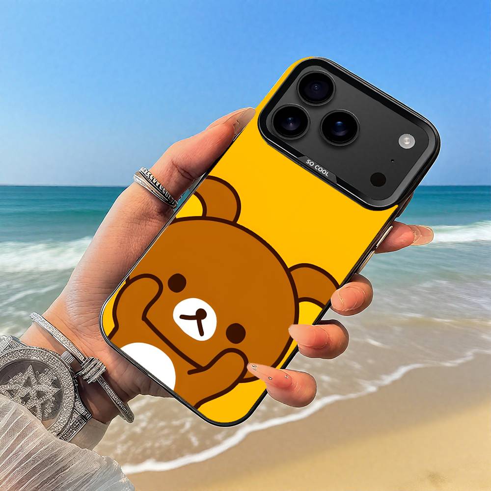 

Cartoon Cute Rilakkuma Phone Case Black case for iPhone17,16,15,14,13,12,Pro,Max,Plus,E,SE4,Air,Mini iPhone16pro
