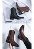 Men's Western Style Cowboy Boots - Pointed Toe, High-Top Leather Martin Boots