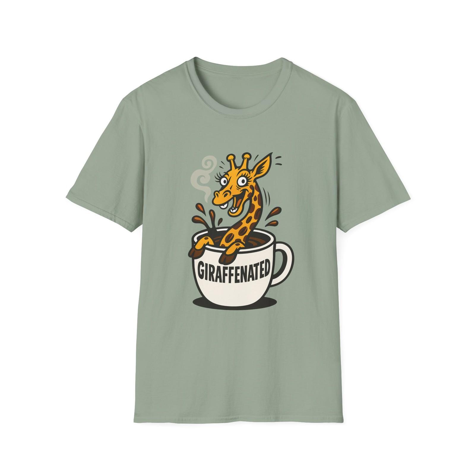 Unisex Softstyle T-Shirt Mens Womens Tees Top Jittery Giraffe Giant Coffee Cup Comic Style Funny S