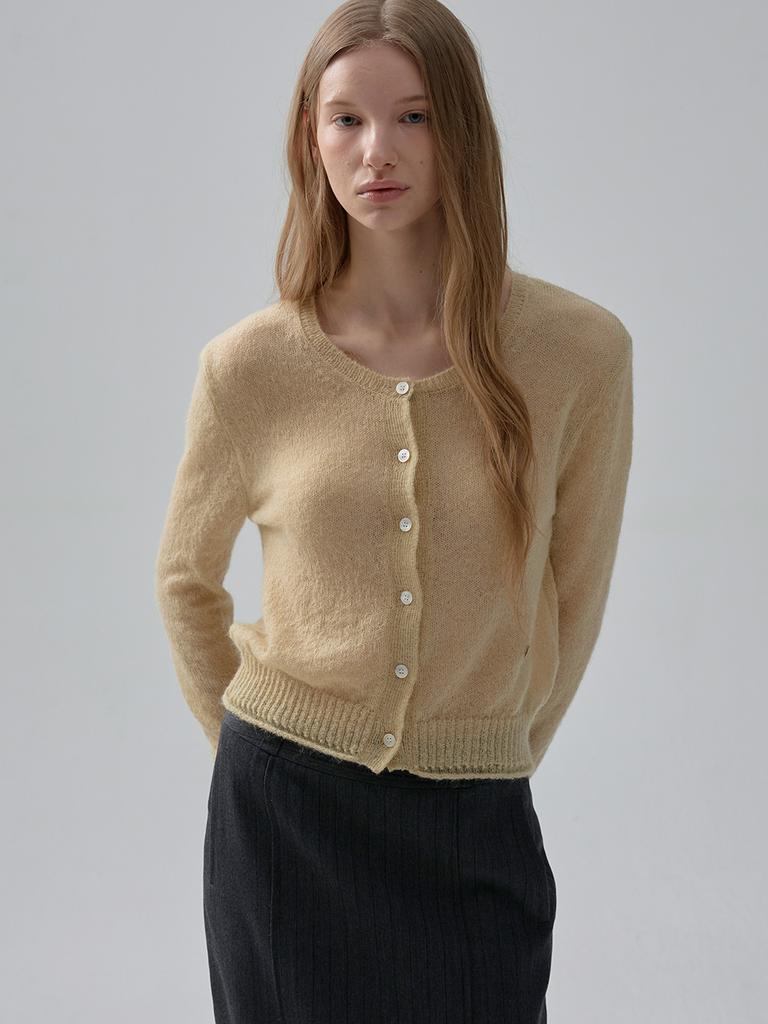 MOAT Mohair Sheer Cardigan (Butter Beige)