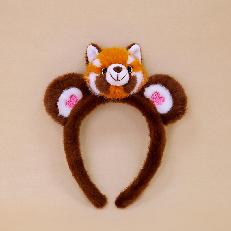 

Cute red panda animal headband plush toy hairpin headband amusement park hairpin dress up headgear performance props 20cm