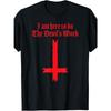 European Size Men's Gothic T-Shirt Metal -Inspired Black & Red Lettering with Pentagram Cross - Soft Breathable Loose Fit Crewneck Tee for Concerts