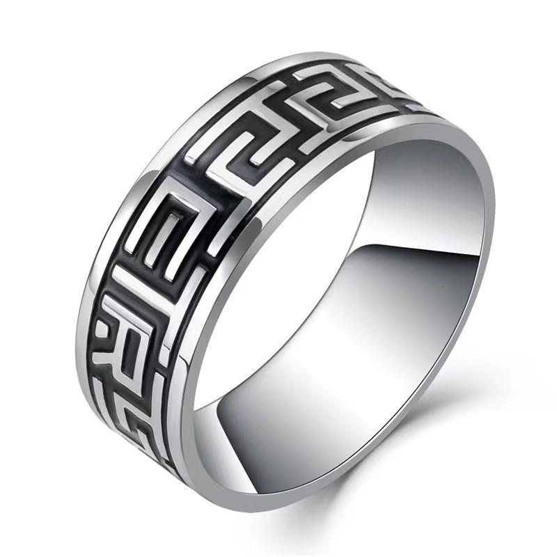 1Pcs Men's and Women's Ethnic Style Simple Retro Stainless Steel Ring