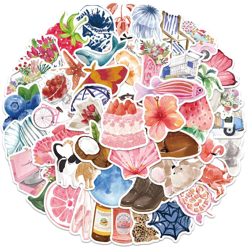 10/30/50/100pcs INS Style Healing Watercolor Diary Stickers Aesthetic Cartoon Sticker Luggage Notebook Phone Graffiti Decals Toy