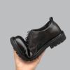 British Retro Men's Handmade Leather Shoes with Distressed Big Toe Cap and Thick Sole