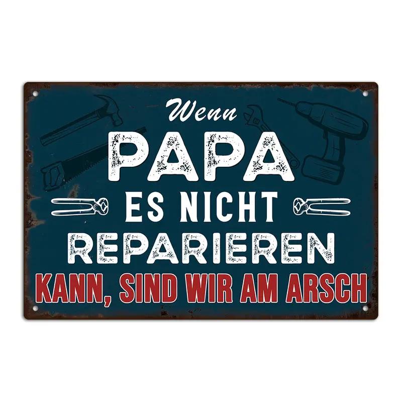 German Vintage Garage Tool Phrases Metal Sign,Retro Decorative Plaque, Home Wall ,Studio Room Man Cave Workshop Industrial Decor
