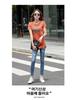Women's Mid-Length Loose Letter T-Shirt, Korean Style Summer Casual Half-Sleeve White Top