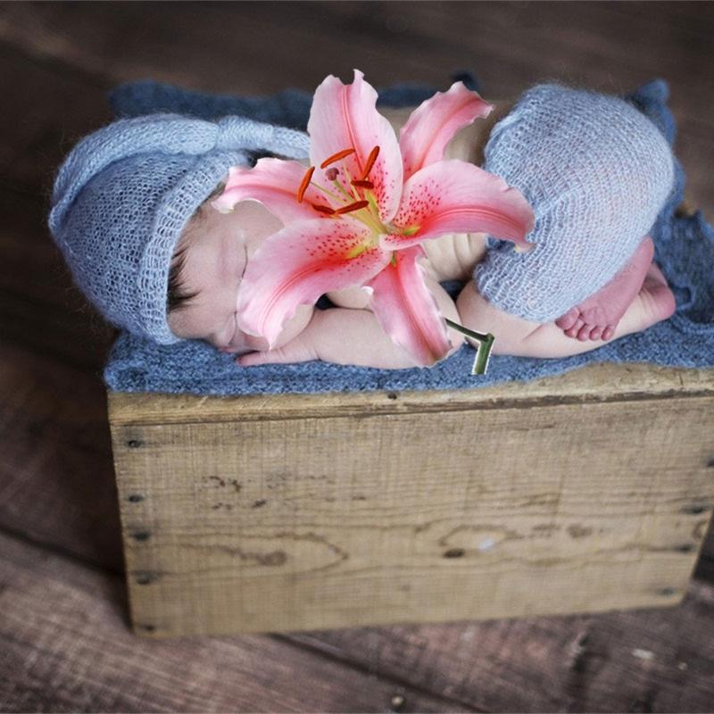 0-2 Monate Baby Foto Kleidung Strick Mohair Jumpsuit Mütze Neugeborenen Fotografie Kostüm Set Säugling Foto Outfit 2tlg