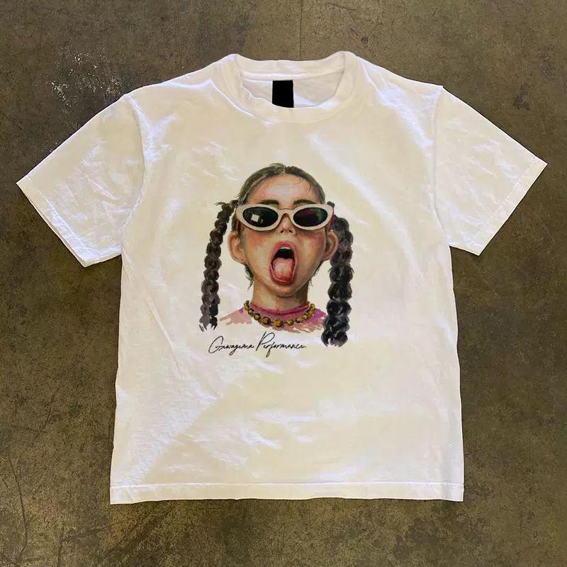 

Забавная футболка с коротким рукавом для женщин в трендовом летнем стиле, свободного кроя BF Harajuku, ленивая футболка с рукавом до локтя, женская одежда 4XL