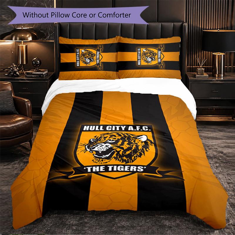 Set Biancheria da Letto Hull FC Pattern in Microfibra 3 Pezzi Copripiumino Decorativo per Camera da Letto Uso Domestico