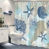 1 Abstract Coral Reef and Ocean Pattern Shower Curtain with Beige and White Corals, Starfish and Anemones, Machine Washable