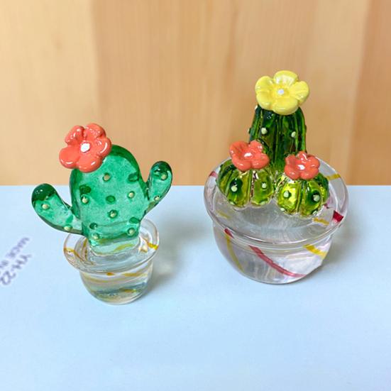 Interior Decor Hand Colored Unique Adorable Miniature Desktop Cactus Craft Bonsai Ornament