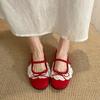 Fashion Lace Lace Bow Flat Semi-drag Spring and Summer New Round Toe Shallow Mouth Soft Sole Anti-slip Wear-resistant Slippers